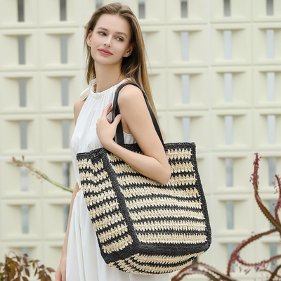 HERALD GRAN BORSA de paja hecha a mano TOTE BORSA DE MANOS PARA MUJERES, VERANO Playa de tejido Chic BORSA de hombro de tejido BORSA DE VIAJE