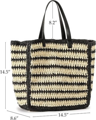 HERALD GRAN BORSA de paja hecha a mano TOTE BORSA DE MANOS PARA MUJERES, VERANO Playa de tejido Chic BORSA de hombro de tejido BORSA DE VIAJE