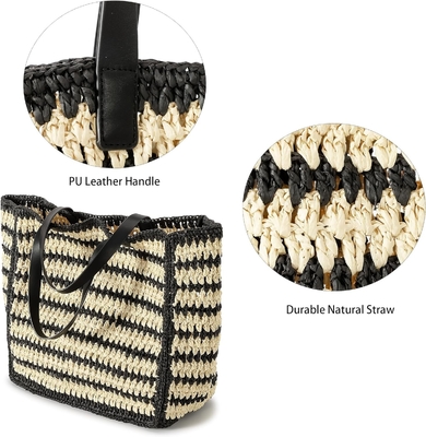 HERALD GRAN BORSA de paja hecha a mano TOTE BORSA DE MANOS PARA MUJERES, VERANO Playa de tejido Chic BORSA de hombro de tejido BORSA DE VIAJE