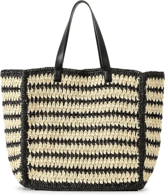 HERALD GRAN BORSA de paja hecha a mano TOTE BORSA DE MANOS PARA MUJERES, VERANO Playa de tejido Chic BORSA de hombro de tejido BORSA DE VIAJE