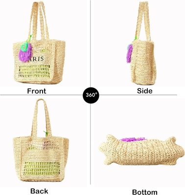 Herald Straw Mesh Beach Tote Bag para mujeres, bolsas de bolso ligeras plegables de verano para viajes