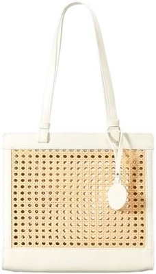 Bolso de playa de paja para mujeres de verano de tejido RATTAN TOTE BOLSA de paja bolsos y bolsas de mano para vacaciones con colgante