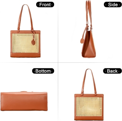 Bolso de playa de paja para mujeres de verano de tejido RATTAN TOTE BOLSA de paja bolsos y bolsas de mano para vacaciones con colgante