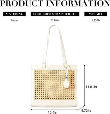 Bolso de playa de paja para mujeres de verano de tejido RATTAN TOTE BOLSA de paja bolsos y bolsas de mano para vacaciones con colgante