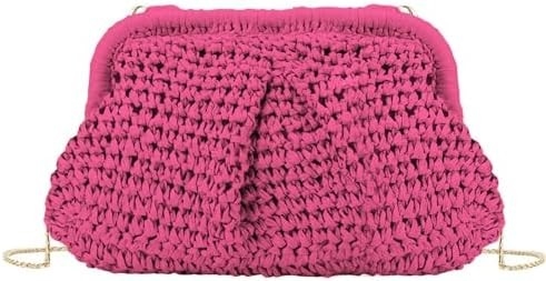 Playa Chic Mujer Raffia Palma Dumpling Clutch Estilo vacaciones de verano bolso de atletismo bolso Rattan
