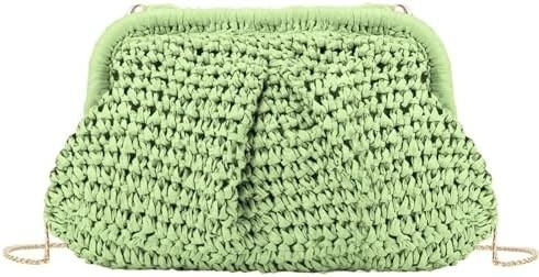 Playa Chic Mujer Raffia Palma Dumpling Clutch Estilo vacaciones de verano bolso de atletismo bolso Rattan