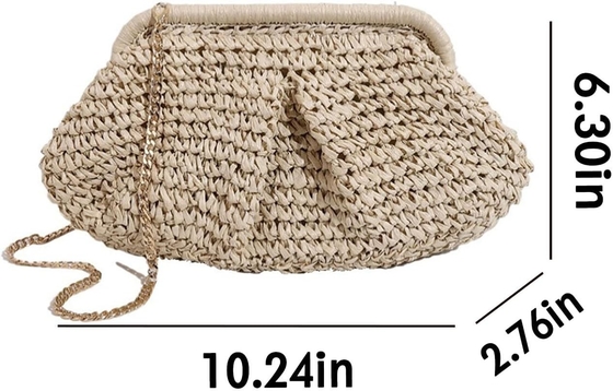 Playa Chic Mujer Raffia Palma Dumpling Clutch Estilo vacaciones de verano bolso de atletismo bolso Rattan