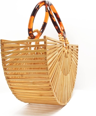 Miuco Mujeres Bolsos de bambú Bolsos hechos a mano Bolsas de bolso