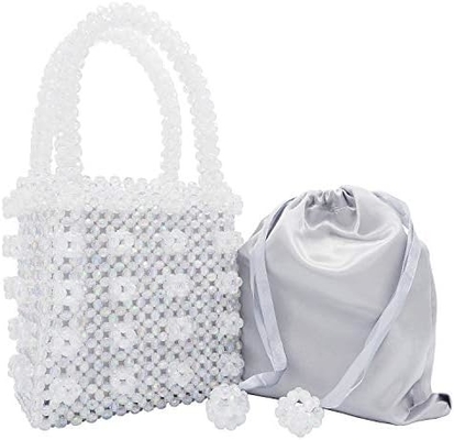 MIUCO MUJERES BOLSAS DE MANOS DE PERLAS hechas a mano de tejido de cristal bolsas de perlas