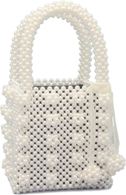 MIUCO MUJERES BOLSAS DE MANOS DE PERLAS hechas a mano de tejido de cristal bolsas de perlas