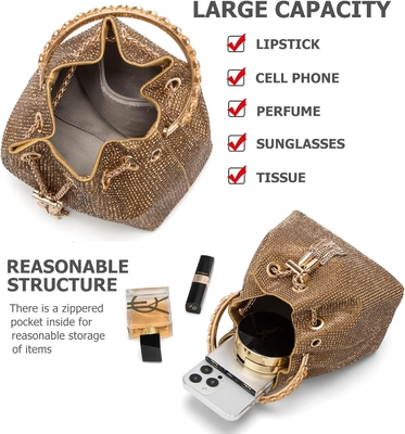 Bling Bolso de cristal de piedra para mujeres Bolso de mano de embrague brillante Bolso de cuerpo cruzado para la fiesta de bodas de la noche