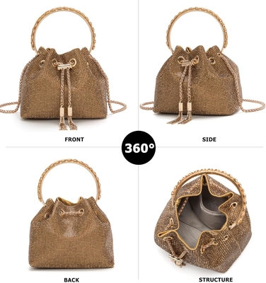 Bling Bolso de cristal de piedra para mujeres Bolso de mano de embrague brillante Bolso de cuerpo cruzado para la fiesta de bodas de la noche