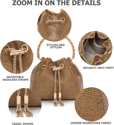 Bling Bolso de cristal de piedra para mujeres Bolso de mano de embrague brillante Bolso de cuerpo cruzado para la fiesta de bodas de la noche