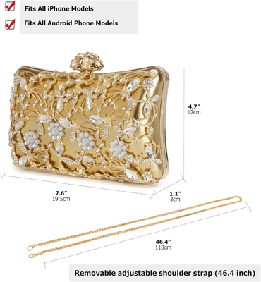 Bolso de noche bolsos de embrague bolsos para mujeres Rhinestones bolso fiesta brillante bolso de hombro bolso de boda con cadena