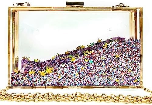JeVenis Magical Sequins transparentes bolso de embrague bolso de noche para la fiesta novia del baile