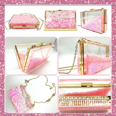 JeVenis Magical Sequins transparentes bolso de embrague bolso de noche para la fiesta novia del baile