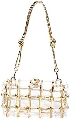 Bolso de acrílico transparente Rinestón de acrílico embrague bolsos de noche de cristal para mujeres Bolso de mano brillante para la fiesta de cócteles de boda