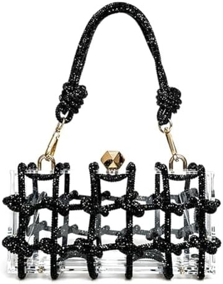 Bolso de acrílico transparente Rinestón de acrílico embrague bolsos de noche de cristal para mujeres Bolso de mano brillante para la fiesta de cócteles de boda