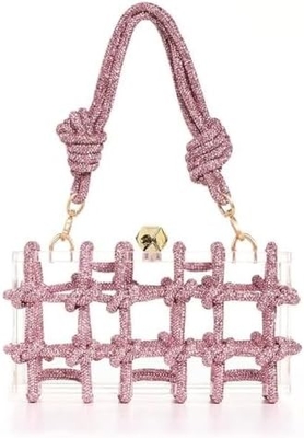 Bolso de acrílico transparente Rinestón de acrílico embrague bolsos de noche de cristal para mujeres Bolso de mano brillante para la fiesta de cócteles de boda