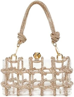 Bolso de acrílico transparente Rinestón de acrílico embrague bolsos de noche de cristal para mujeres Bolso de mano brillante para la fiesta de cócteles de boda
