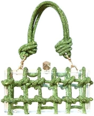 Bolso de acrílico transparente Rinestón de acrílico embrague bolsos de noche de cristal para mujeres Bolso de mano brillante para la fiesta de cócteles de boda