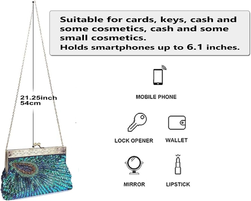 VINTAGE STYLE BORSA de noche con cuentas y secado BORSA de boda BORSA de mano BORSA de abrazadera para mujeres