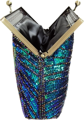 VINTAGE STYLE BORSA de noche con cuentas y secado BORSA de boda BORSA de mano BORSA de abrazadera para mujeres