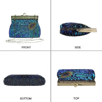 VINTAGE STYLE BORSA de noche con cuentas y secado BORSA de boda BORSA de mano BORSA de abrazadera para mujeres