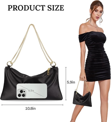 Bolso de noche satinado de mujeres Bolso de mano para mujeres Bolso de hombro de boda con 2 cadenas para fiesta de cócteles formal