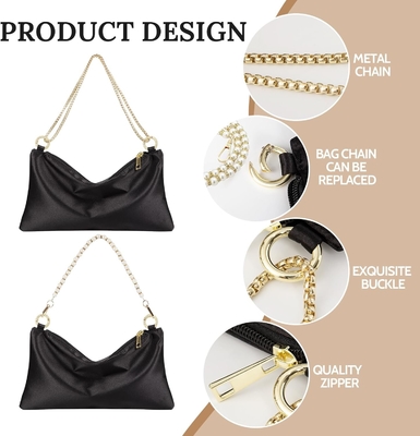 Bolso de noche satinado de mujeres Bolso de mano para mujeres Bolso de hombro de boda con 2 cadenas para fiesta de cócteles formal