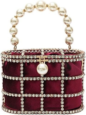 BOLSA DE MANOS DE LA SEÑORA BOLSA DE MUJERES con perlas Diamante para boda fiesta de cumpleaños Accesorios para la cena
