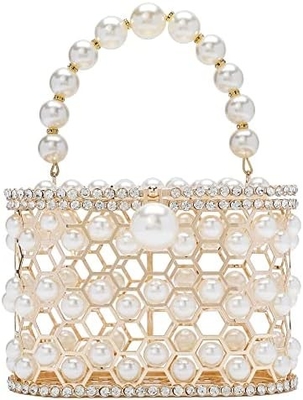 BOLSA DE MANOS DE LA SEÑORA BOLSA DE MUJERES con perlas Diamante para boda fiesta de cumpleaños Accesorios para la cena