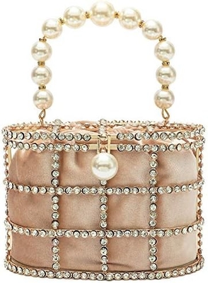 BOLSA DE MANOS DE LA SEÑORA BOLSA DE MUJERES con perlas Diamante para boda fiesta de cumpleaños Accesorios para la cena
