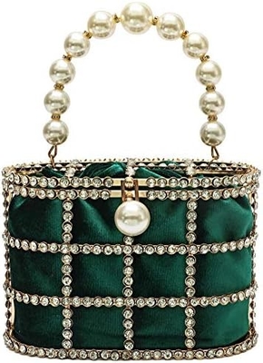 BOLSA DE MANOS DE LA SEÑORA BOLSA DE MUJERES con perlas Diamante para boda fiesta de cumpleaños Accesorios para la cena