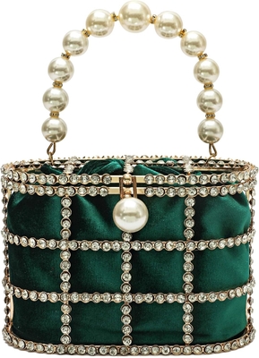 BOLSA DE MANOS DE LA SEÑORA BOLSA DE MUJERES con perlas Diamante para boda fiesta de cumpleaños Accesorios para la cena