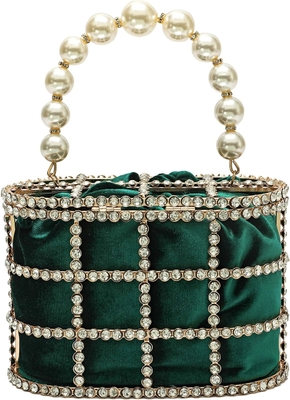 BOLSA DE MANOS DE LA SEÑORA BOLSA DE MUJERES con perlas Diamante para boda fiesta de cumpleaños Accesorios para la cena