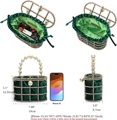 BOLSA DE MANOS DE LA SEÑORA BOLSA DE MUJERES con perlas Diamante para boda fiesta de cumpleaños Accesorios para la cena