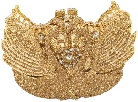 BOUTIQUE DE FGG MUJERES SWAN CLUTCH Cristales bolsas de la noche boda fiesta cena damas de piedra del rincón MINAUDIERE bolso de mano
