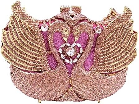 BOUTIQUE DE FGG MUJERES SWAN CLUTCH Cristales bolsas de la noche boda fiesta cena damas de piedra del rincón MINAUDIERE bolso de mano