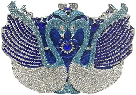 BOUTIQUE DE FGG MUJERES SWAN CLUTCH Cristales bolsas de la noche boda fiesta cena damas de piedra del rincón MINAUDIERE bolso de mano