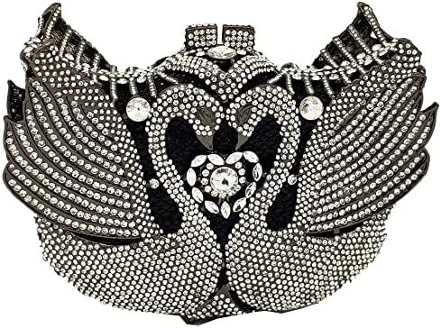 BOUTIQUE DE FGG MUJERES SWAN CLUTCH Cristales bolsas de la noche boda fiesta cena damas de piedra del rincón MINAUDIERE bolso de mano