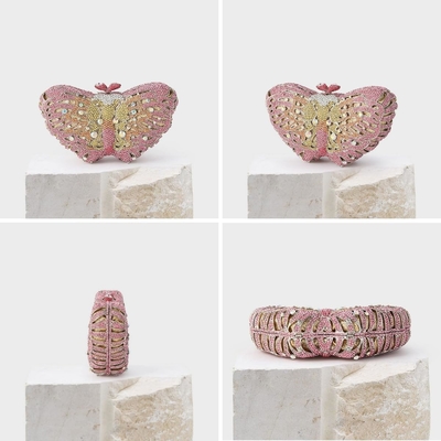 Mujeres UMREN ELEGANTES mariposas bolsas de noche de piedra del rinón lujo cristal de la clavija fiesta de bodas cóctel bolsa de mano