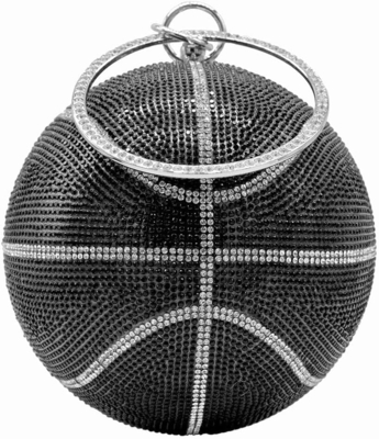 UMREN MUJERES BASKETBALL en forma de cruz bolso de cuerpo piedra de alfombra bola redonda de cristal de la noche bolsa de abrazadera bolsa de mano para la boda