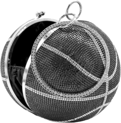 UMREN MUJERES BASKETBALL en forma de cruz bolso de cuerpo piedra de alfombra bola redonda de cristal de la noche bolsa de abrazadera bolsa de mano para la boda