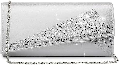 DASEIN Mujeres de satén de piedra de rincón Clutch bolsas de la noche brillante brillante bolso de mano para la fiesta de bodas baile de graduación