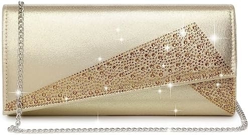 DASEIN Mujeres de satén de piedra de rincón Clutch bolsas de la noche brillante brillante bolso de mano para la fiesta de bodas baile de graduación