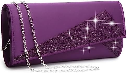 DASEIN Mujeres de satén de piedra de rincón Clutch bolsas de la noche brillante brillante bolso de mano para la fiesta de bodas baile de graduación