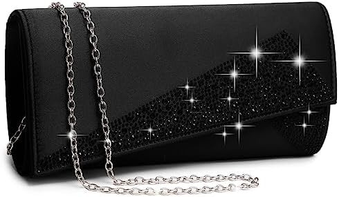 DASEIN Mujeres de satén de piedra de rincón Clutch bolsas de la noche brillante brillante bolso de mano para la fiesta de bodas baile de graduación