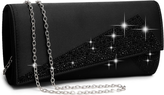 DASEIN Mujeres de satén de piedra de rincón Clutch bolsas de la noche brillante brillante bolso de mano para la fiesta de bodas baile de graduación