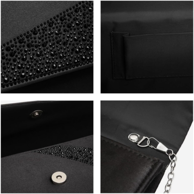 DASEIN Mujeres de satén de piedra de rincón Clutch bolsas de la noche brillante brillante bolso de mano para la fiesta de bodas baile de graduación